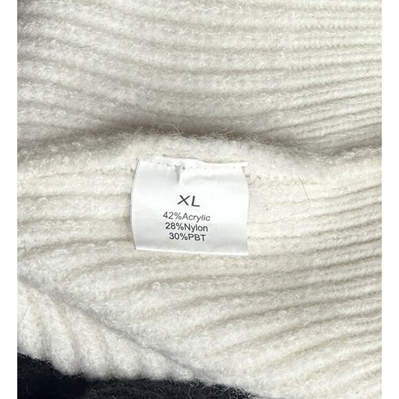 Colorblock Leopard Sleeve Sweater Women’s Size XL Black White Gray Animal Print - Picture 8 of 10